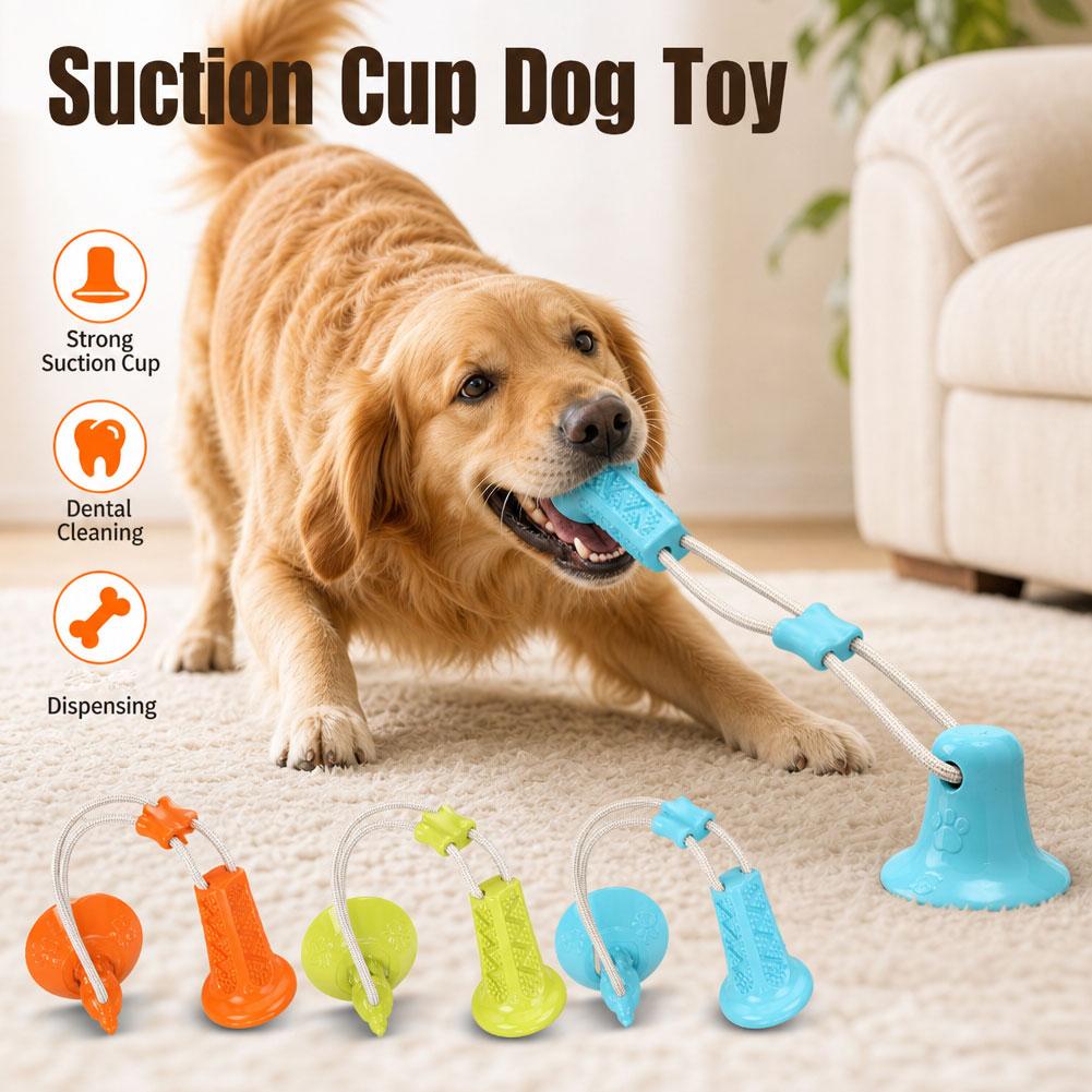 Suction Cup Dog Tug Toy - 吸盤付き犬用噛むおもちゃ、インタラクティブな綱引きおもちゃ、攻撃的な噛み癖のある犬用、歯磨き臼歯噛むおもちゃ、小型犬・中型犬用