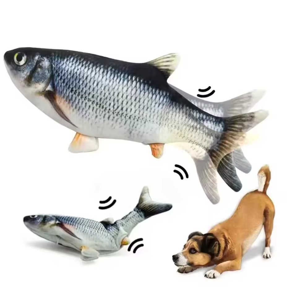 Electric Floppy Fish Dog Toy - 猫犬用おもちゃ魚USB充電式電動フロッピーシミュレーション魚インタラクティブトレーニング歯ぎしりペット噛むおもちゃ