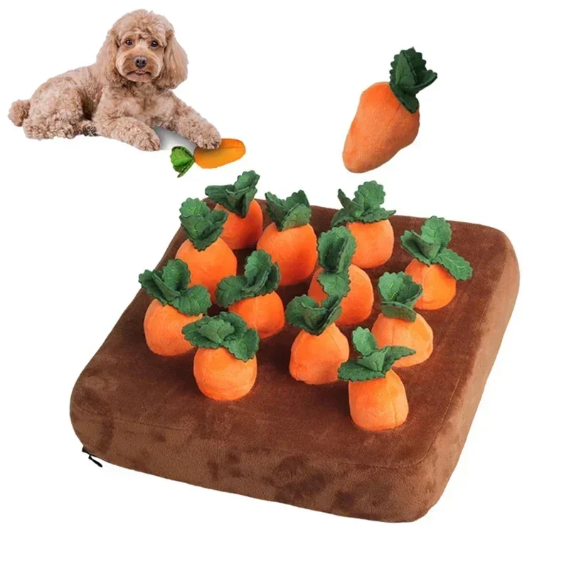 Snuffle Mat For Dogs - 犬用おもちゃ 嗅覚マット ペット用 ニンジンぬいぐるみマット 革新的なぬいぐるみ野菜畑 大根ぬいぐるみ