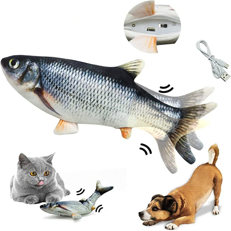 Electric Floppy Fish Dog Toy - 猫のおもちゃ 魚 USB充電式 電動フロッピーフィッシュ 猫用おもちゃ リアルなペット猫用噛むおもちゃ