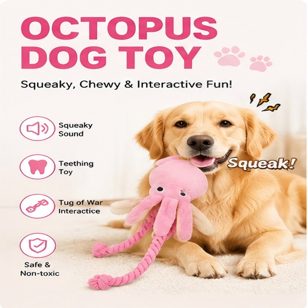 Dog Rope Toy Aggressive Chewers - 巨大なぬいぐるみタコ型犬用噛み玩具、耐久性のある綿ロープの脚、インタラクティブな投げ取り・引っ張り遊び用おもちゃ、噛み癖の強い犬や退屈しがちな犬向け