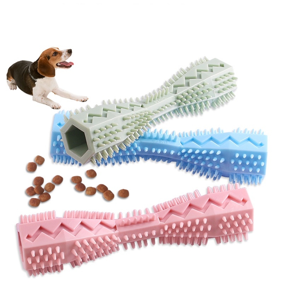 Indestructible Dog Chew Toy - ペットの歯が生えるおもちゃ犬の噛むスティック噛みつきにくいペットの楽しい漏れやすい食品おもちゃ歯が生えるクリーナースティック