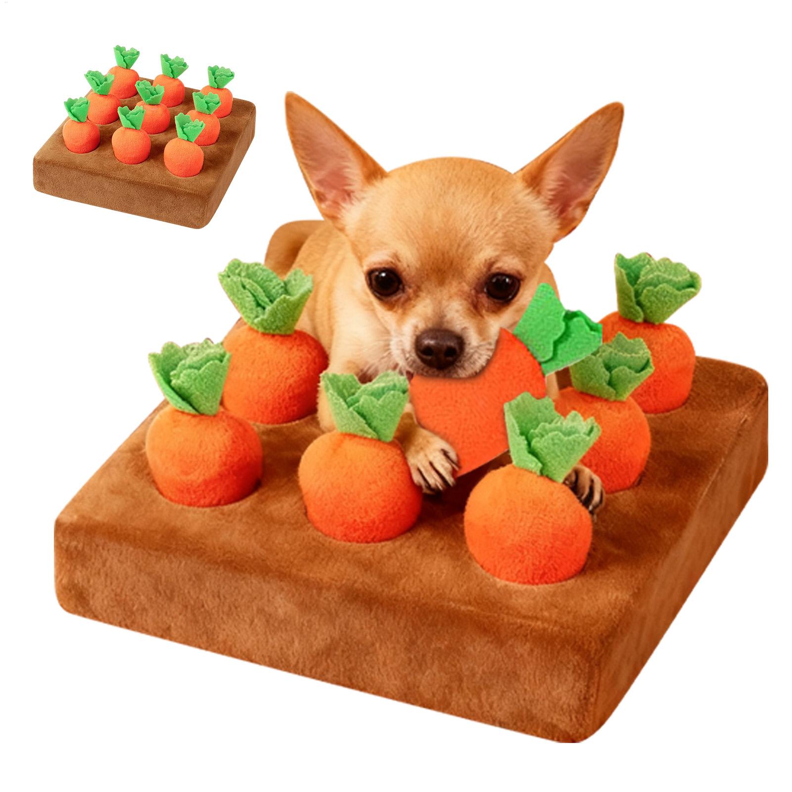 Snuffle Mat For Dogs - ペット用キャロット型インタラクティブおもちゃ 犬用おもちゃ スナッフルマット 猫用エンリッチメントプラッシュアクティビティパッド 小型・中型・大型・シニア猫・子猫用