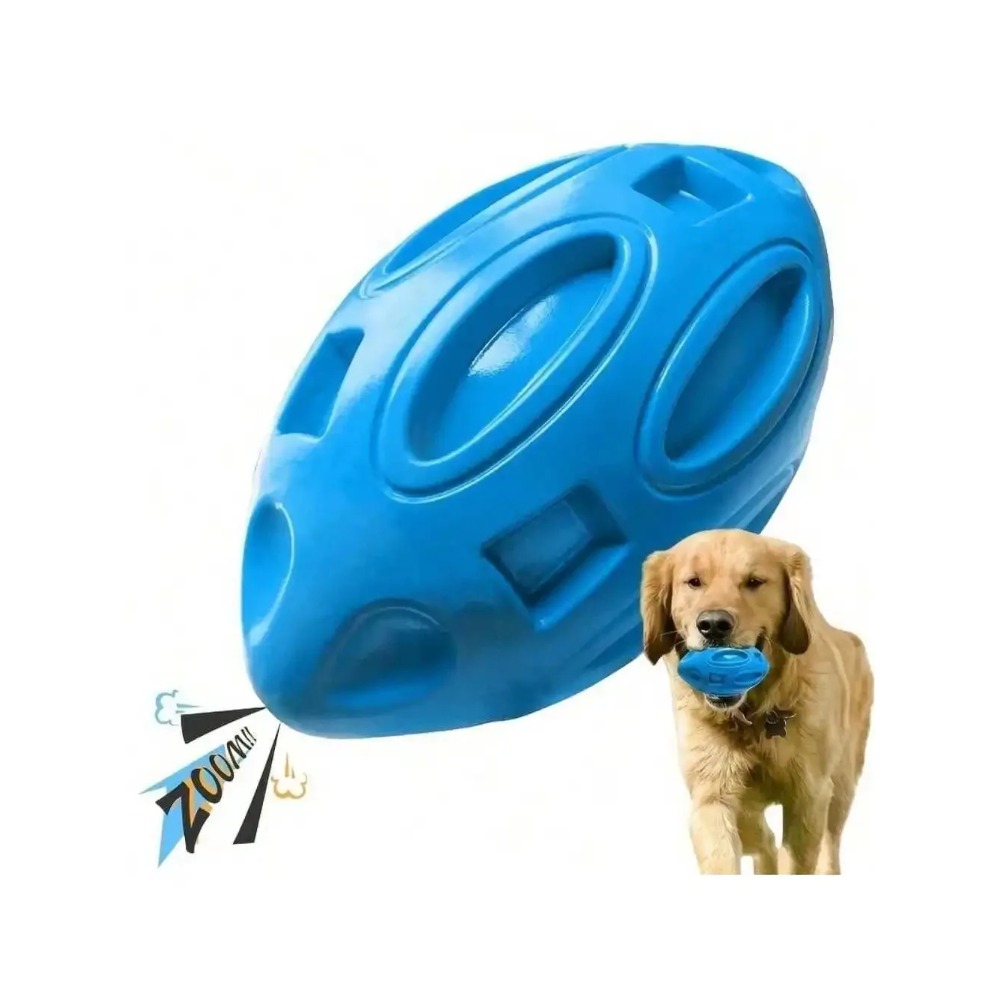 Interactive Squeaky Plush Dog Toy - 1個入り 破壊不可能な鳴り笛付きラグビーボール犬用噛み玩具 - 噛む力の強い犬の歯が生え始めの頃や遊びに最適な耐久性のあるゴムボール