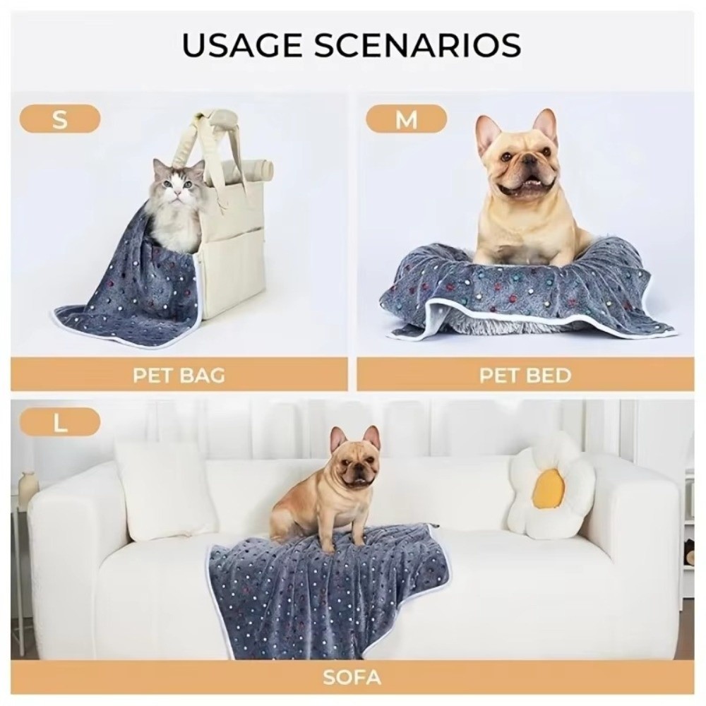 Pet Beds - 超柔らかペット用ベッドブランケット 可愛いドット柄 通気性のある保温ペットブランケット 快適で暖かい 洗濯機で洗える猫用ブランケット