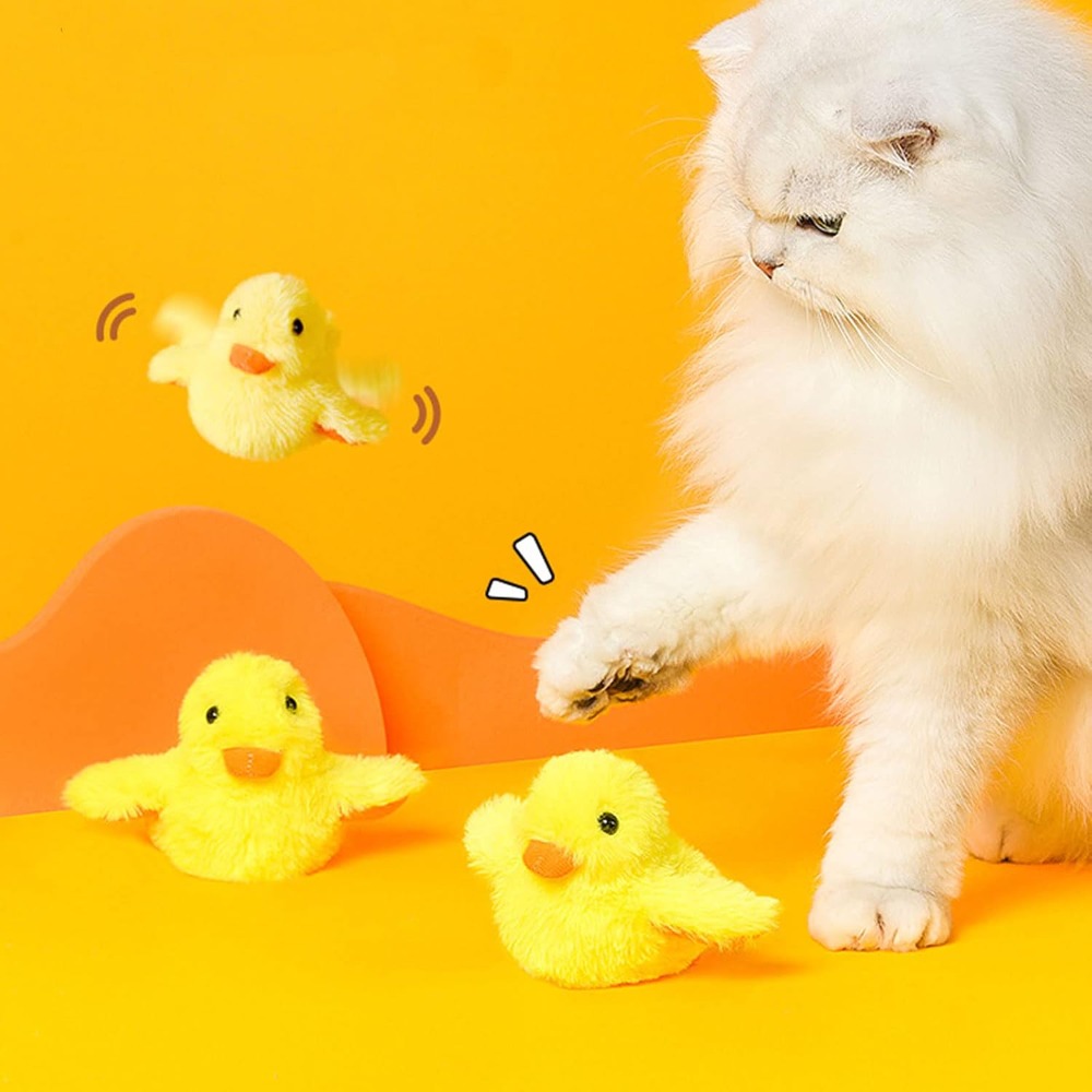 Catnip Interactive Plush Mouse - 電動アヒル猫用おもちゃ インタラクティブぬいぐるみキッカー 充電式黄色いアヒルぬいぐるみ 追いかけっこペット用品 キャットニップマウス噛むおもちゃ