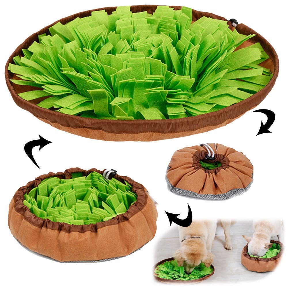 Snuffle Mat For Dogs - 犬用ペットスナッフルマット、退屈解消のためのインタラクティブな餌やりゲーム、猫や犬の自然な探知スキルを促進、旅行用ボウル