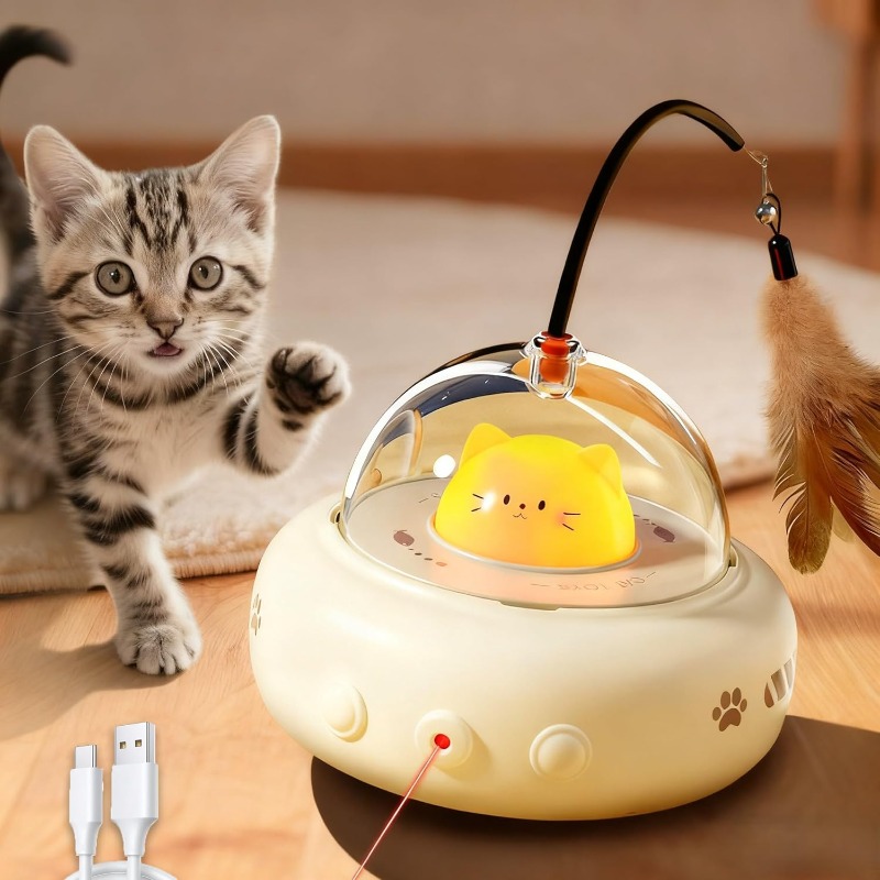 低騒音2in1充電式インタラクティブ猫用おもちゃ 室内猫用セ - Laser Pointer Cat Toy Automatic のレビューと価格