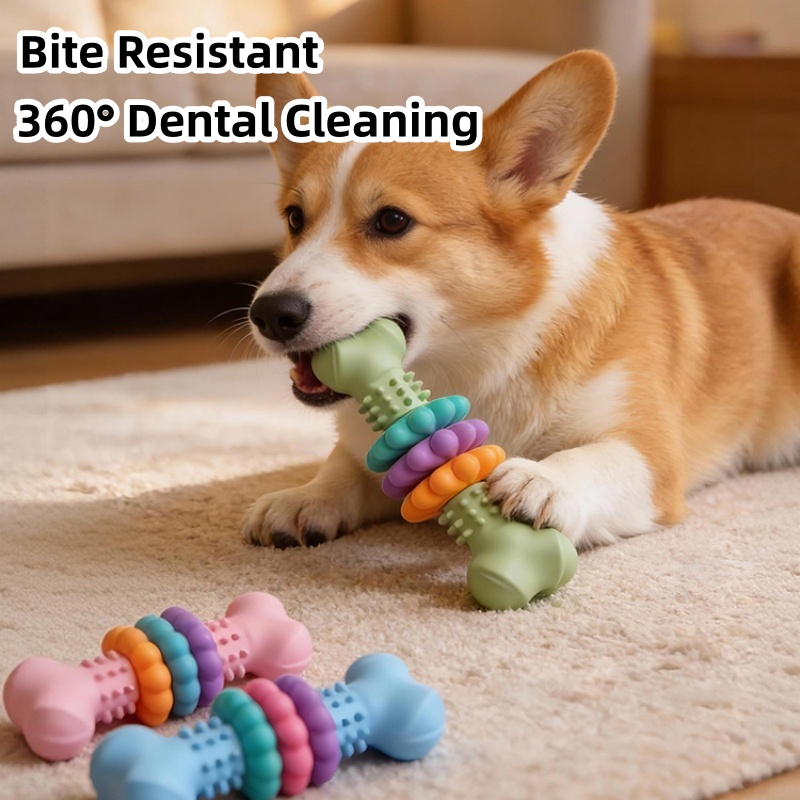 耐久性のあるTPR製犬用噛むおもちゃ、骨型、噛みつきに強い歯 - Teeth Cleaning Dog Chew Bone のレビューと価格