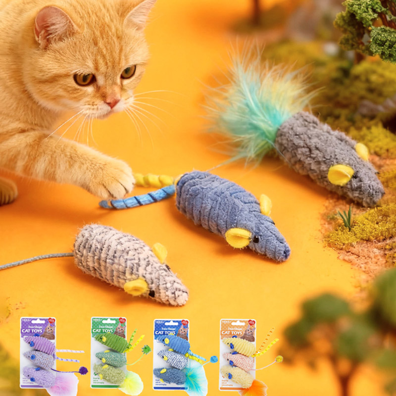 3個入りリアルなネズミのぬいぐるみ猫のおもちゃ、キャットニッ - Catnip Interactive Plush Mouse のレビューと価格
