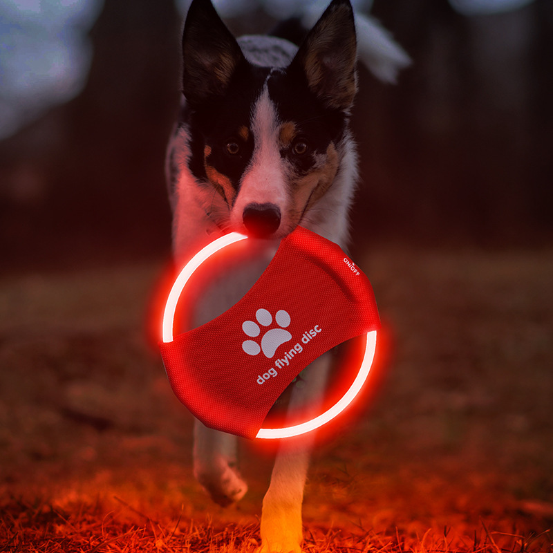 LED犬用フライングディスク、LEDライト犬用フライングペッ - Flying Disc Dog Training Toy のレビューと価格