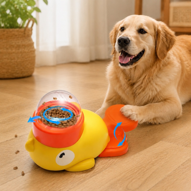 漫画のアヒルの形をしたインタラクティブなペットトレーナーおも - Dog Puzzle Feeder Toy のレビューと価格