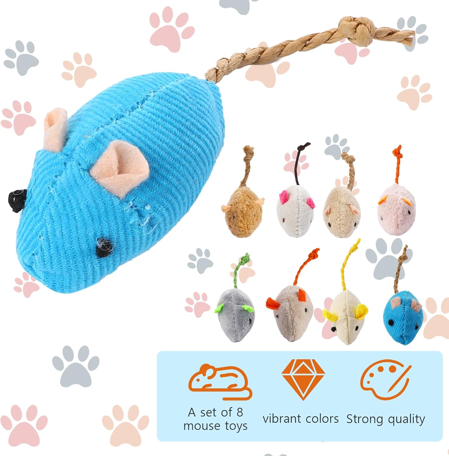 ランダムに詰められたインタラクティブな猫とネズミのおもちゃ8 - Catnip Interactive Plush Mouse のレビューと価格