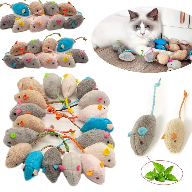 5個入りガラガラ猫用おもちゃ、また、猫用ニップ入りフェイクフ - Catnip Interactive Plush Mouse のレビューと価格
