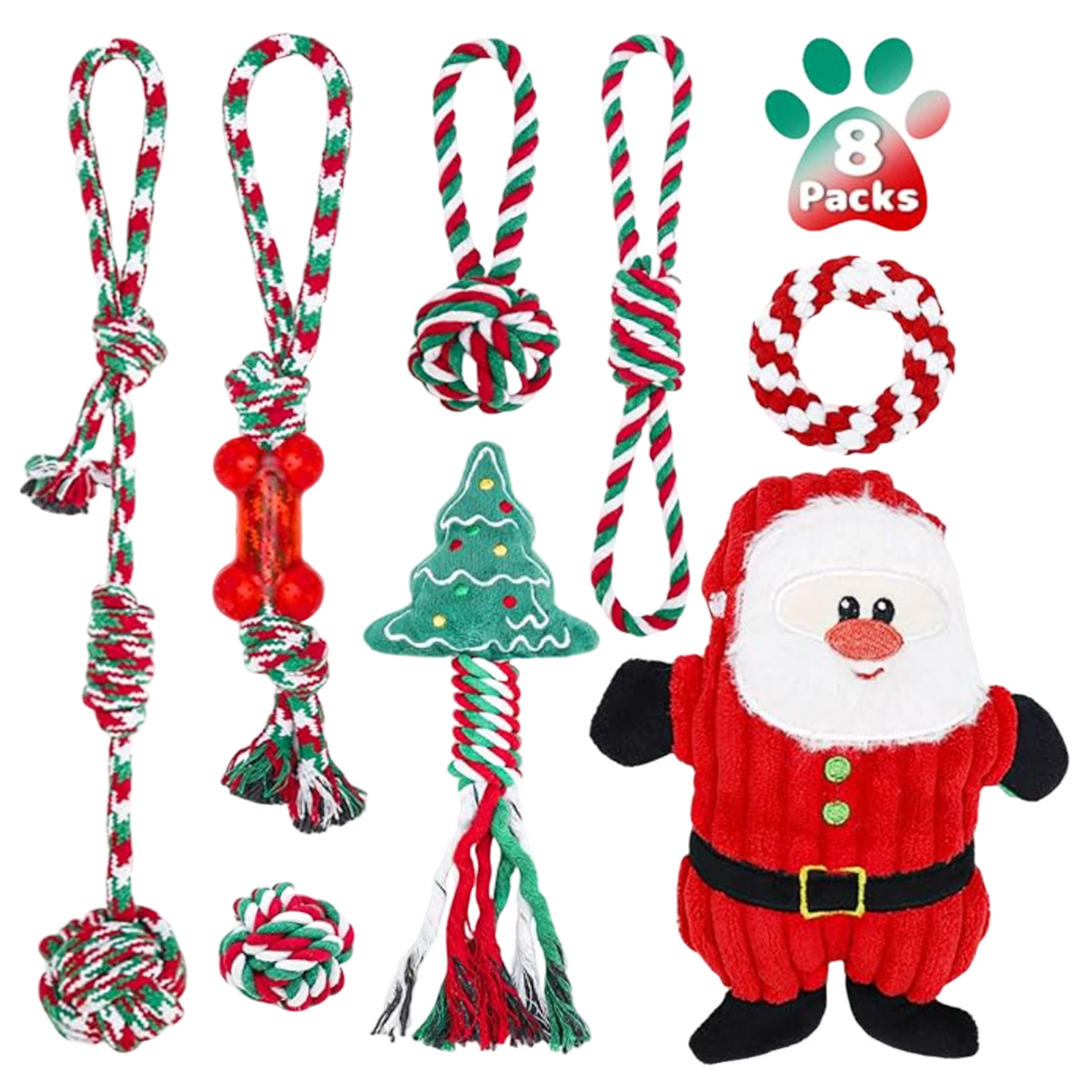 犬用噛むロープおもちゃセット クリスマスロープ結び目子犬用歯 - Dog Rope Toy Aggressive Chewers のレビューと価格