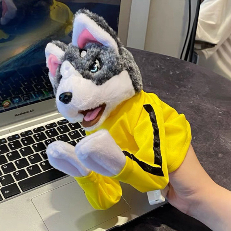 子供カンフーハスキー手袋おもちゃ戦闘犬ボクシングハンドパペッ - Interactive Squeaky Plush Dog Toy のレビューと価格