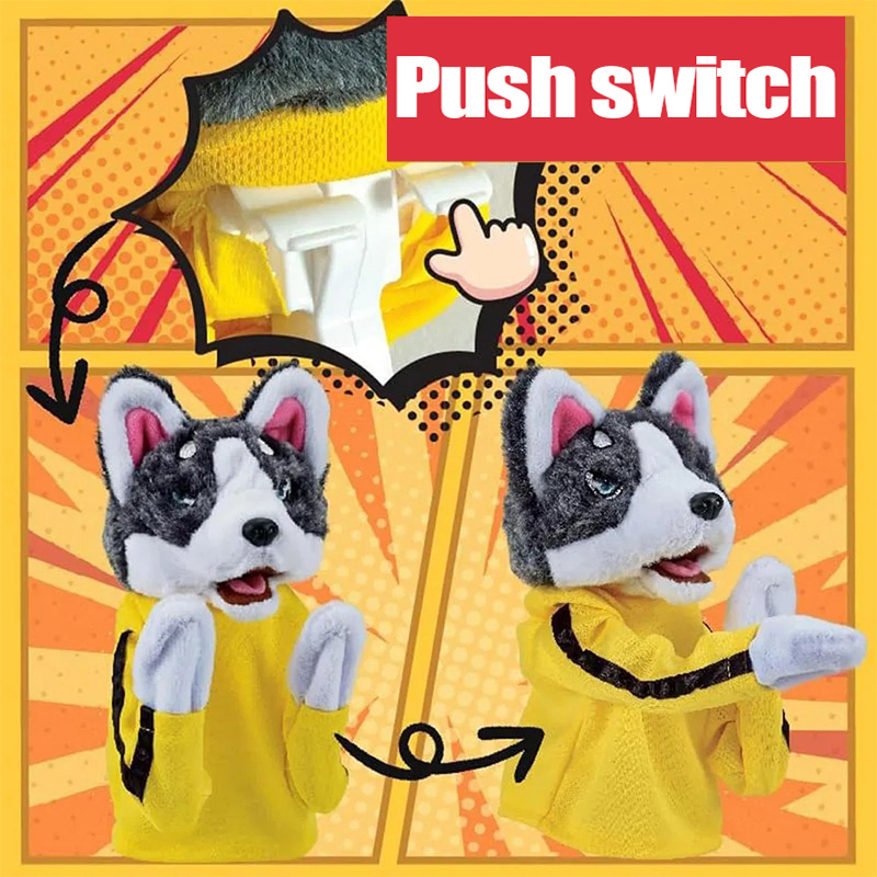子供カンフーハスキー手袋おもちゃ戦闘犬ボクシングハンドパペッ - Interactive Squeaky Plush Dog Toy のレビューと価格