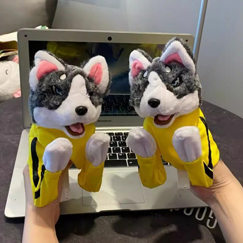 子供カンフーハスキー手袋おもちゃ戦闘犬ボクシングハンドパペッ - Interactive Squeaky Plush Dog Toy のレビューと価格