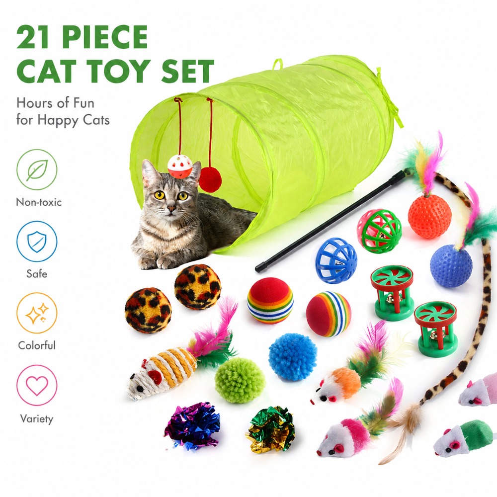 子猫用おもちゃセット 羽根スティック ぬいぐるみマウス ベル - Catnip Interactive Plush Mouse のレビューと価格