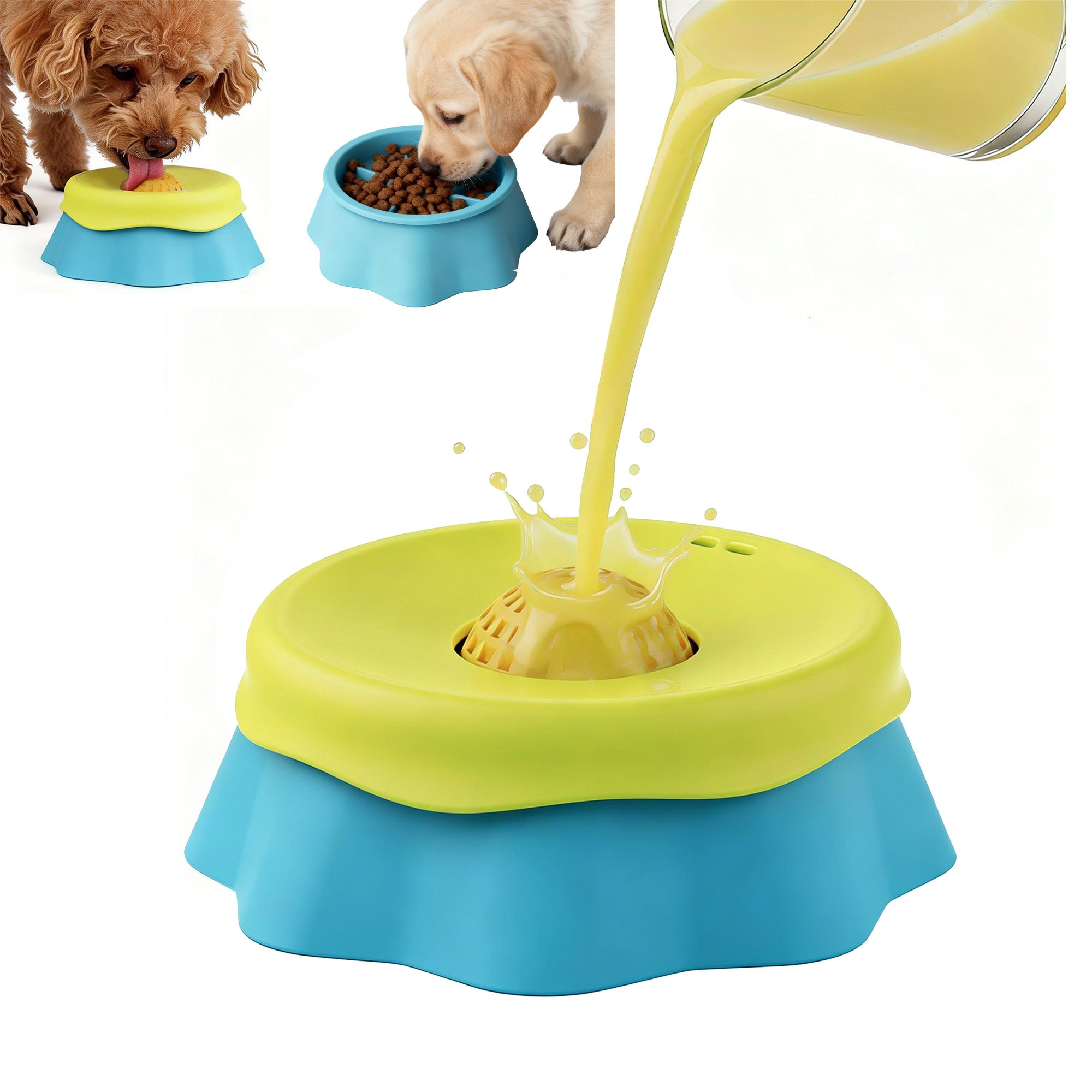 犬用リックボウル、液体用スローフィーダー、ローリングボール付 - Interactive Squeaky Plush Dog Toy のレビューと価格
